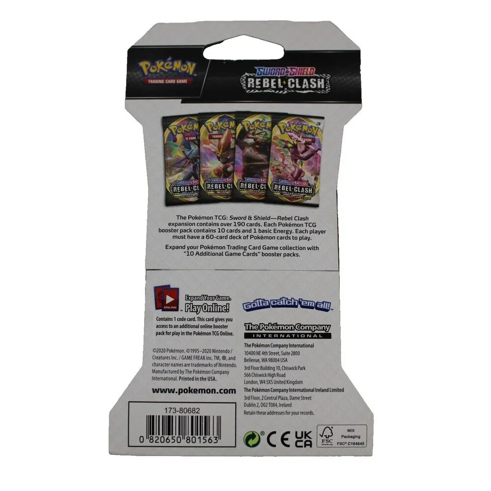 Pokemon TCG Sword & Shield Rebel Clash Sleeved 2 Booster Packs! Both Blisters!